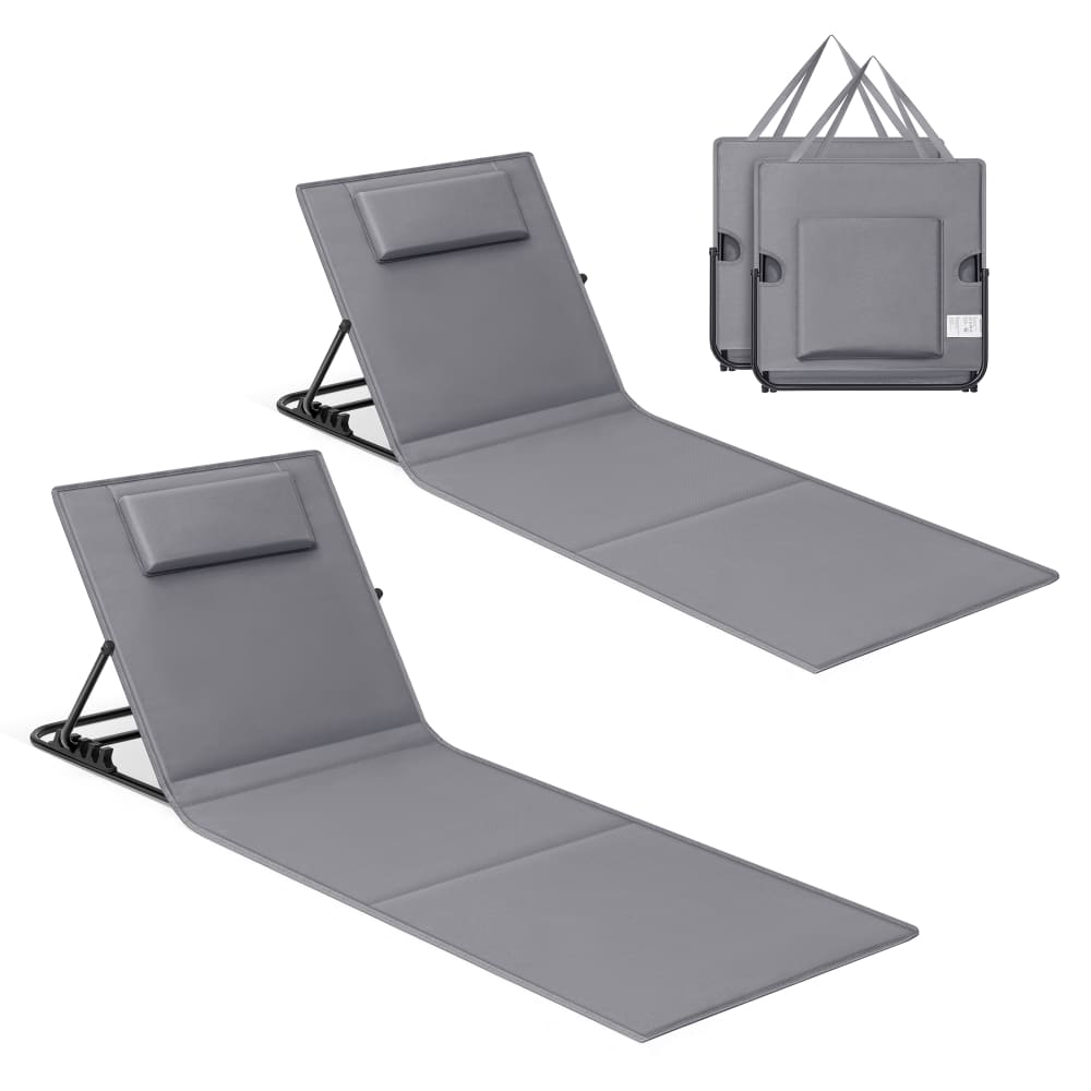Bains de soleil pliable lot de 2 158 x 55 cm Portable gris Bains de soleil pliable lot de 2 158 x 55 cm Portable gris