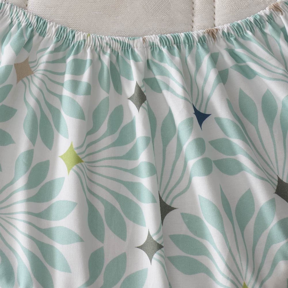 Drap housse percale bonnet 30 cm blanc cassé à motifs bleus 140x190 cm — vue 3