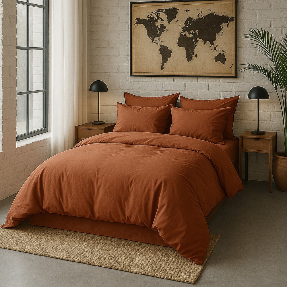 Taie d'oreiller percale de coton terracotta 65x65 cm — vue 4
