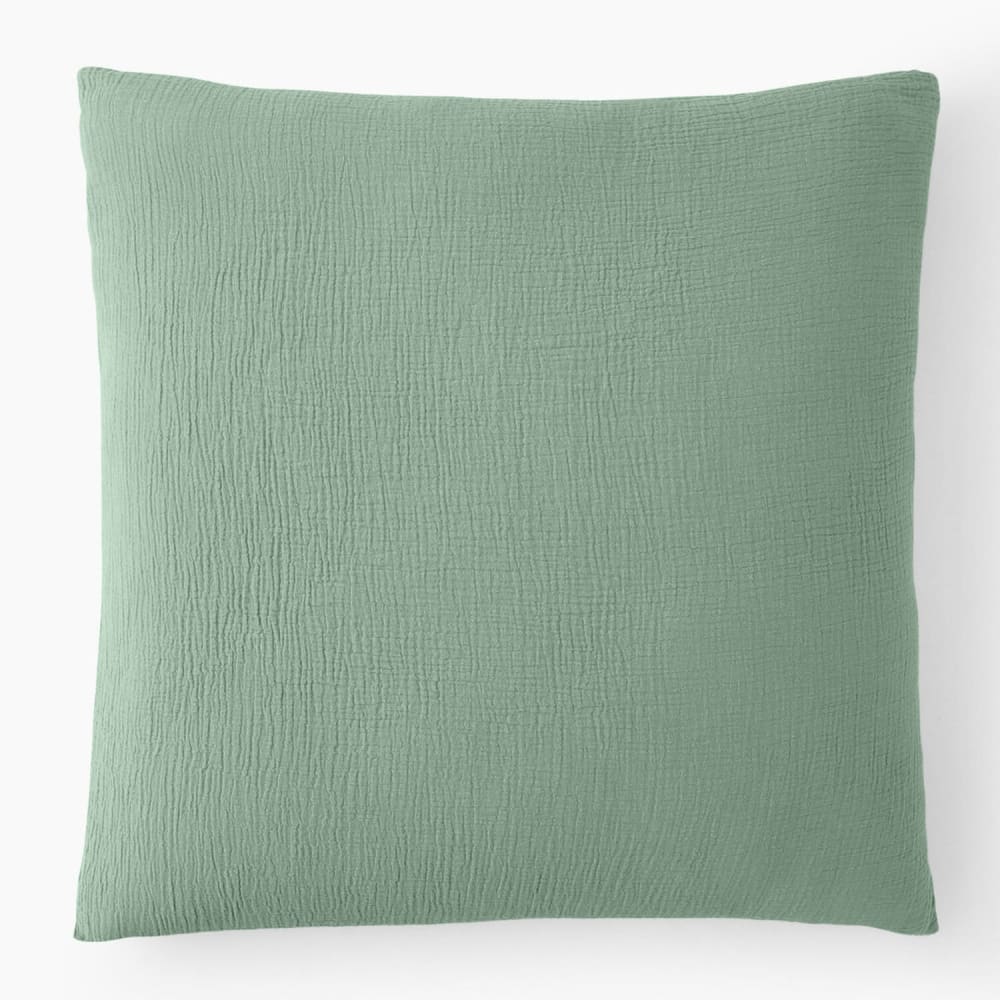 Taie d'oreiller gaze de coton vert givrée 65x65 cm