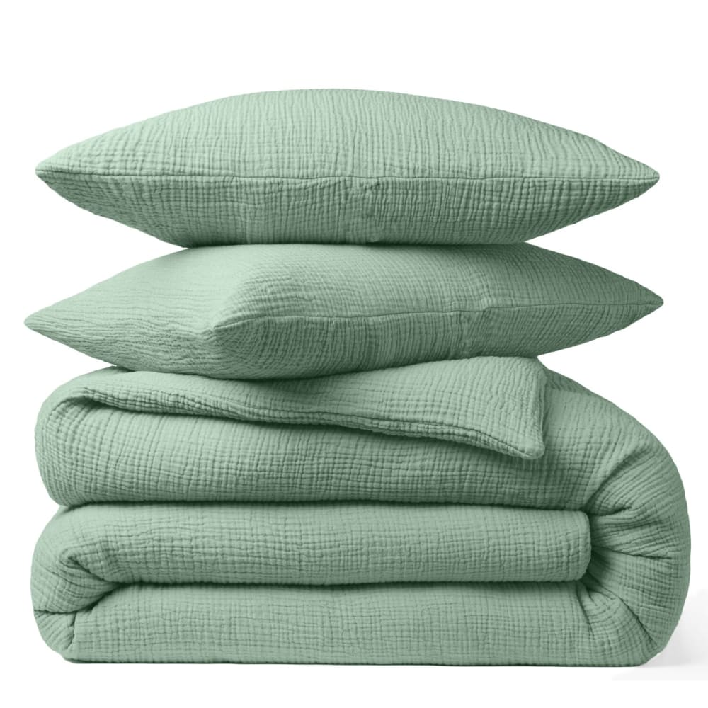 Taie d'oreiller gaze de coton vert givrée 65x65 cm — vue 3