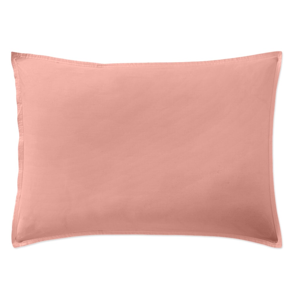 Taie d'oreiller percale de coton rose poudré 50x70 cm