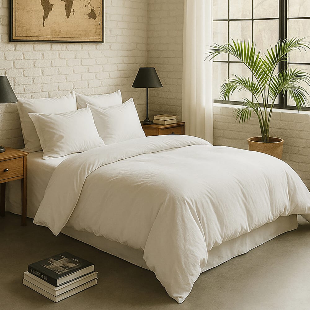 Taie d'oreiller percale de coton blanc nuage 65x65 cm — vue 4