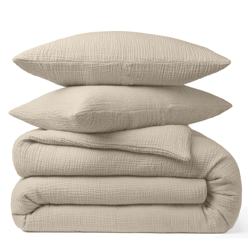 Taie d'oreiller gaze de coton ecru naturel 65x65 cm — vue 3