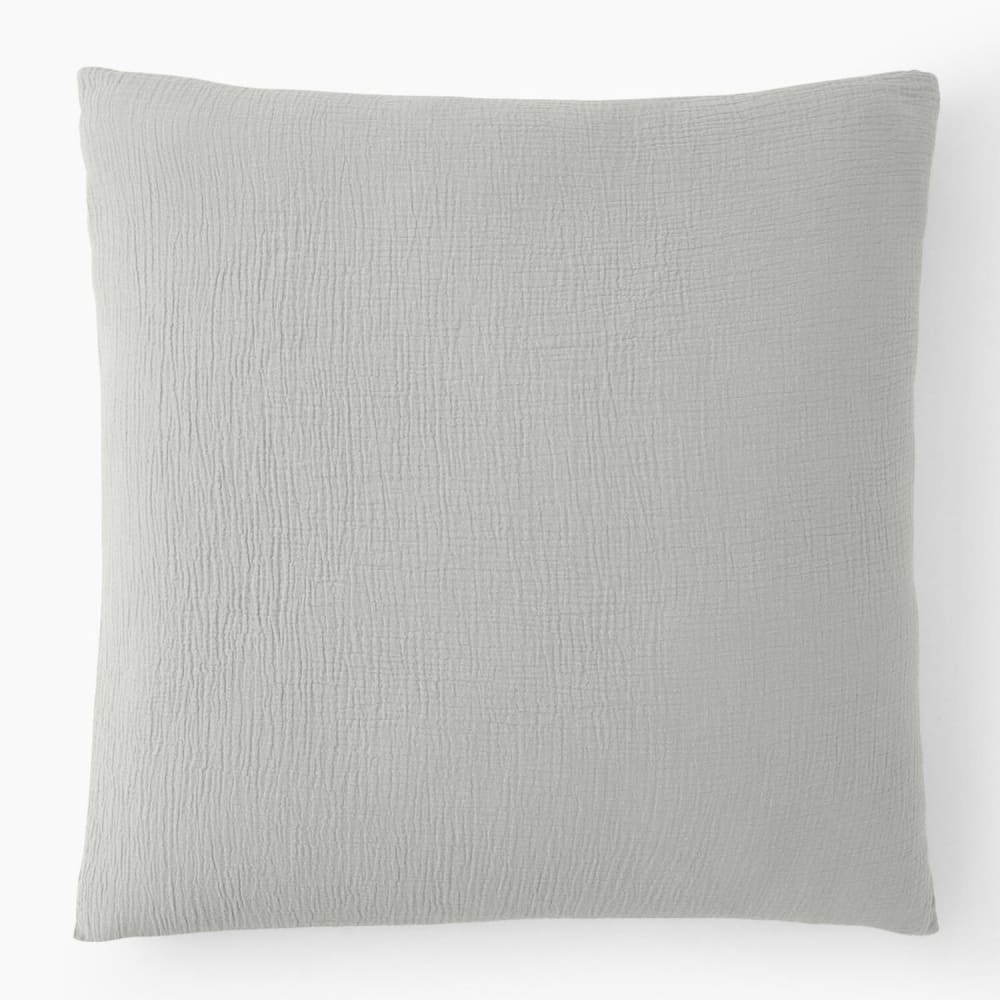 Taie d'oreiller gaze de coton gris glacier 65x65 cm