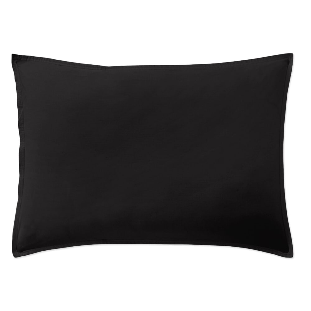 Taie d'oreiller percale de coton noir minuit 50x70 cm