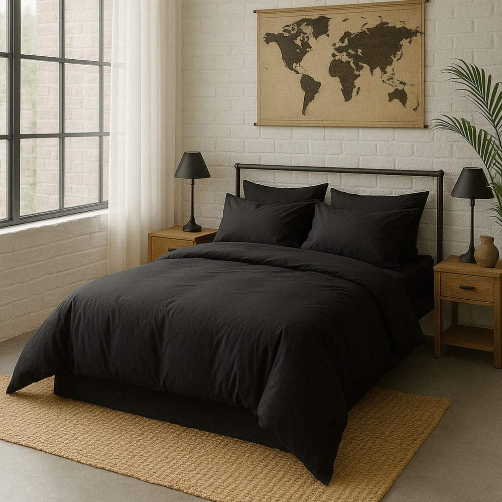 Taie d'oreiller percale de coton noir minuit 50x70 cm — vue 4