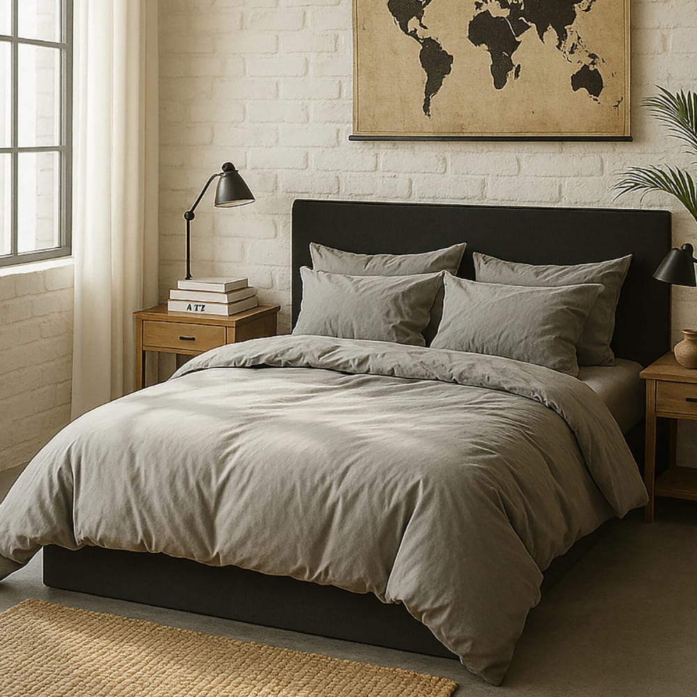 Taie d'oreiller percale de coton gris perle 65x65 cm — vue 4