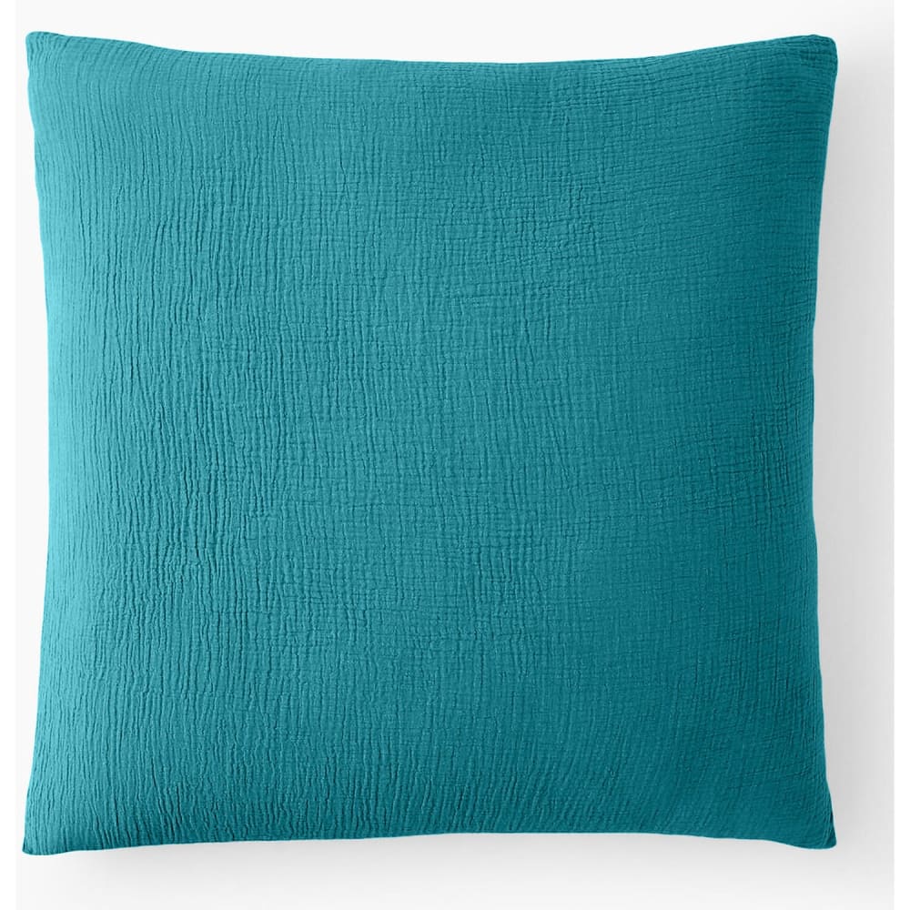 Taie d'oreiller gaze de coton bleu enamel 65x65 cm