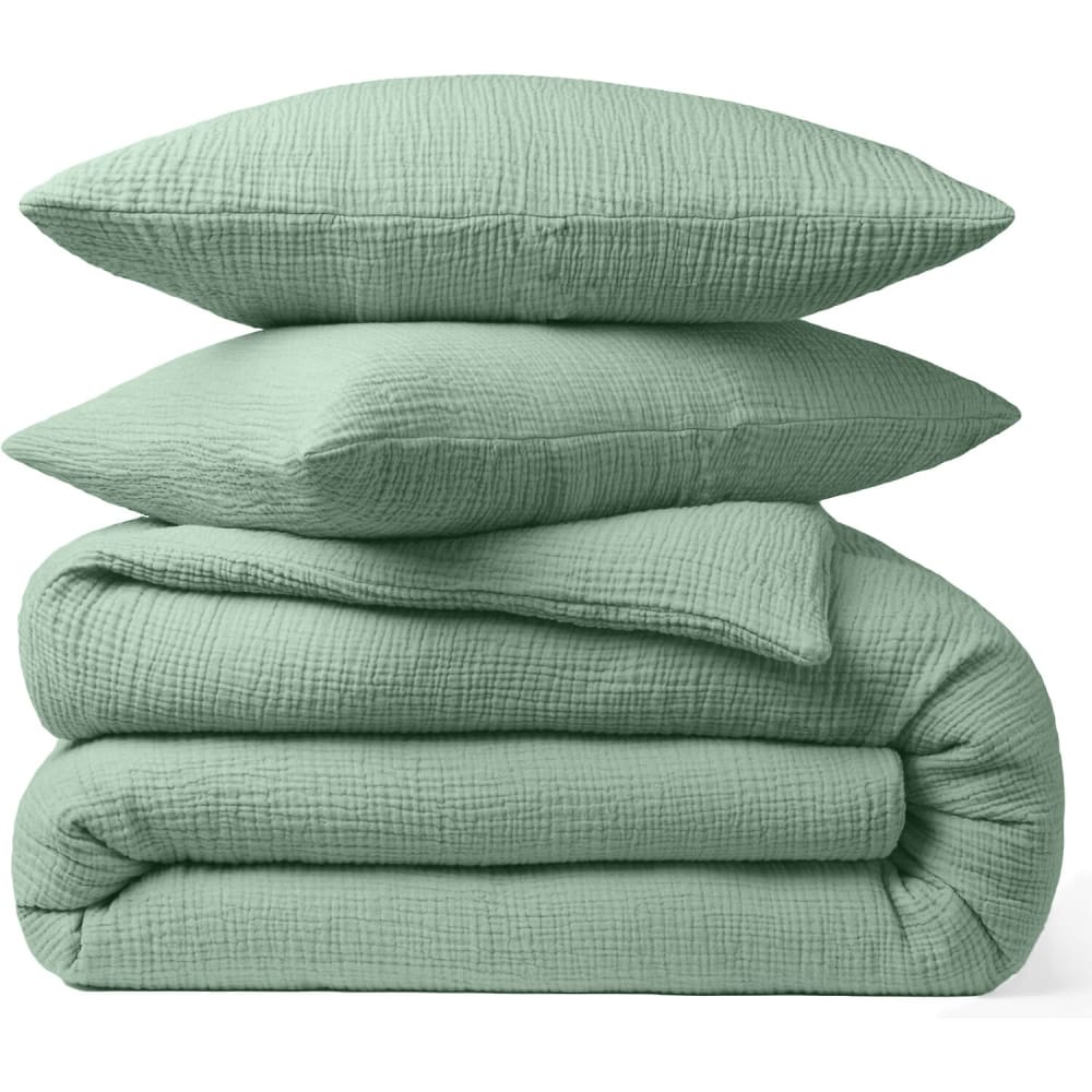Taie d'oreiller gaze de coton vert givrée 50x70 cm - Maisons du Monde