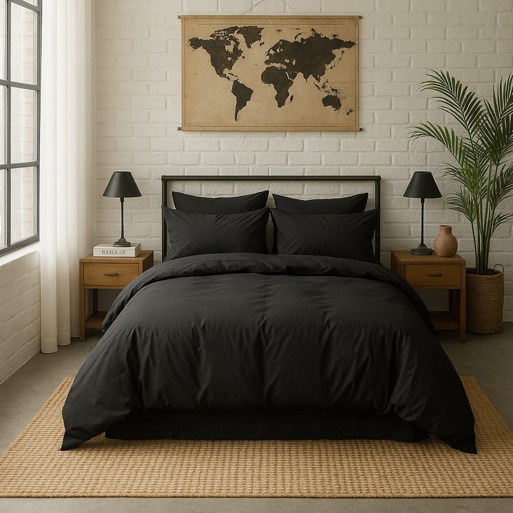 Taie d'oreiller percale de coton noir minuit 65x65 cm — vue 3