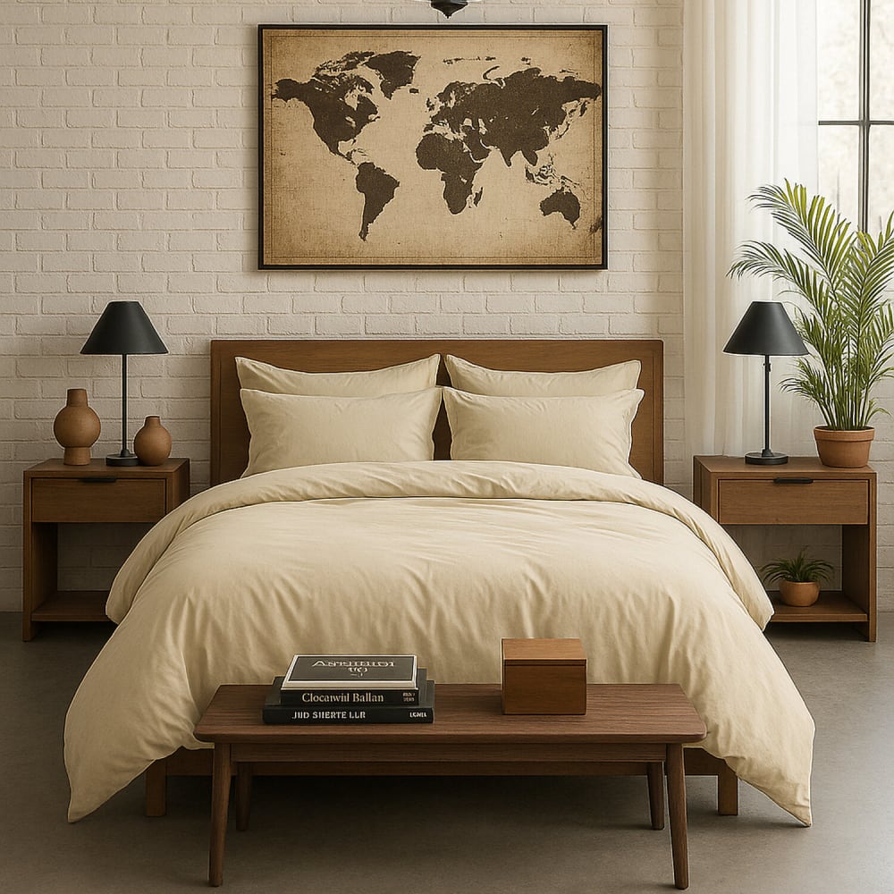 Taie d'oreiller percale de coton ecru naturel 50x70 cm — vue 3