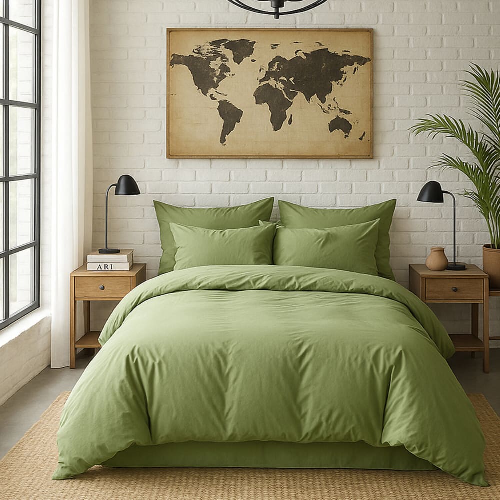 Taie d'oreiller percale de coton vert d'eau 65x65 cm — vue 3