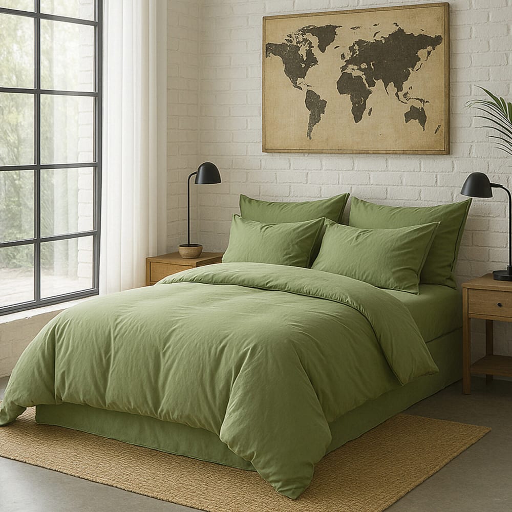 Taie d'oreiller percale de coton vert d'eau 65x65 cm — vue 4