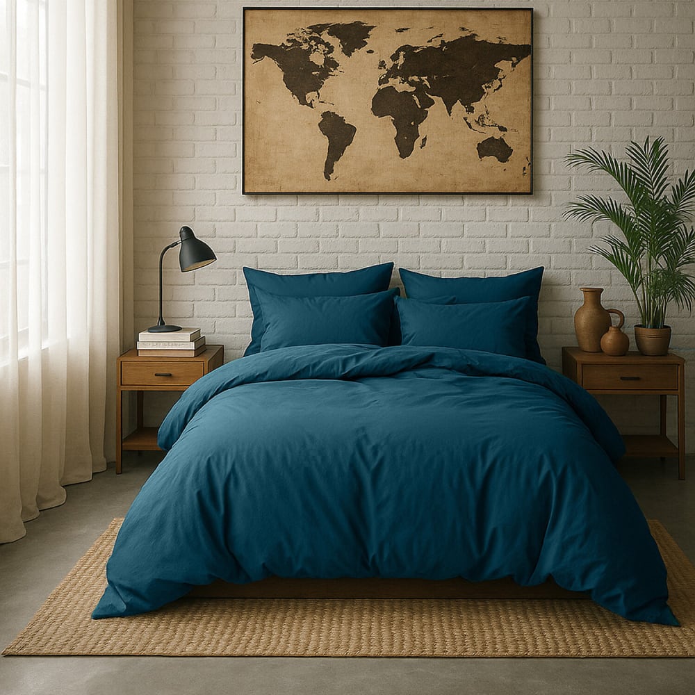 Taie d'oreiller percale de coton bleu impérial 65x65 cm — vue 3