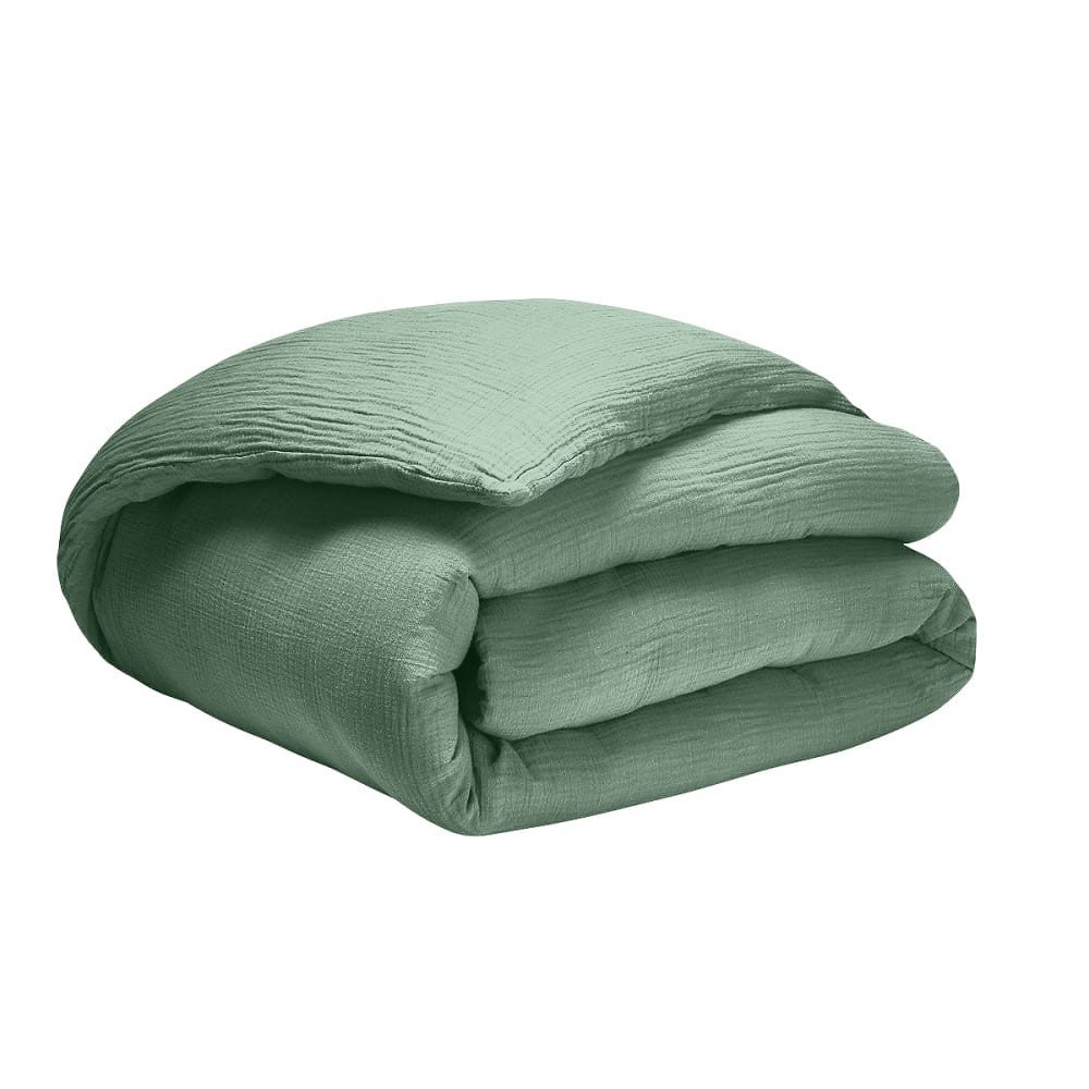 Housse de couette gaze de coton vert givrée 240x220 cm - Maisons du Monde
