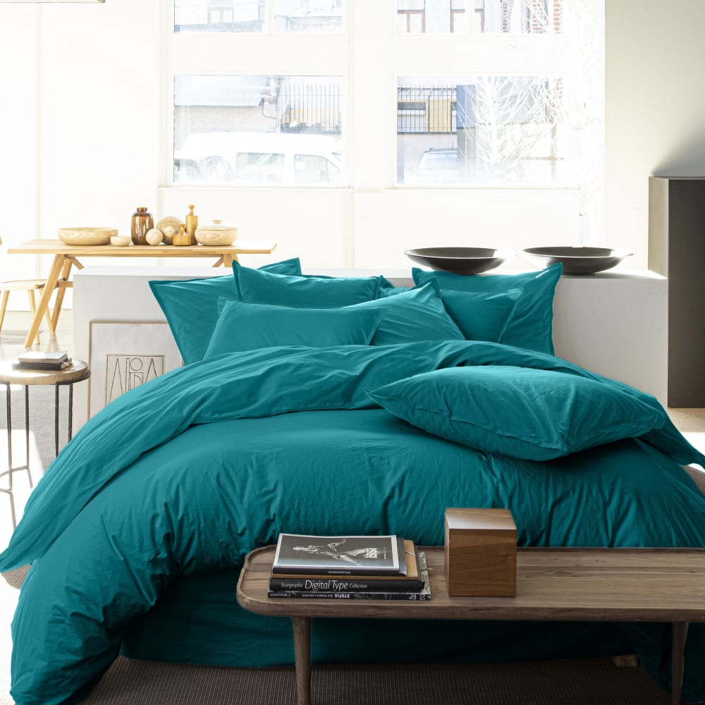 Housse de couette 220x240 cm Percale de Coton Bleu Canard — vue 4