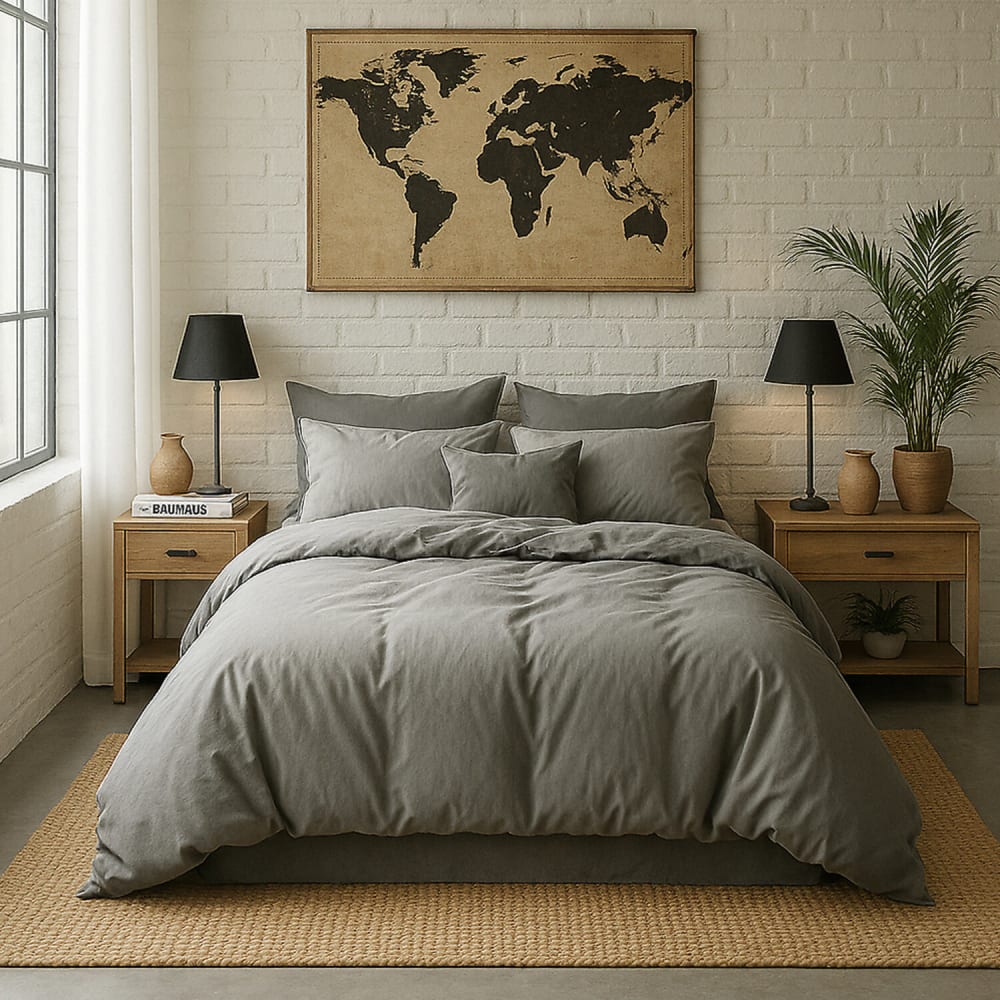 Housse de couette percale coton gris perle 240x220 cm