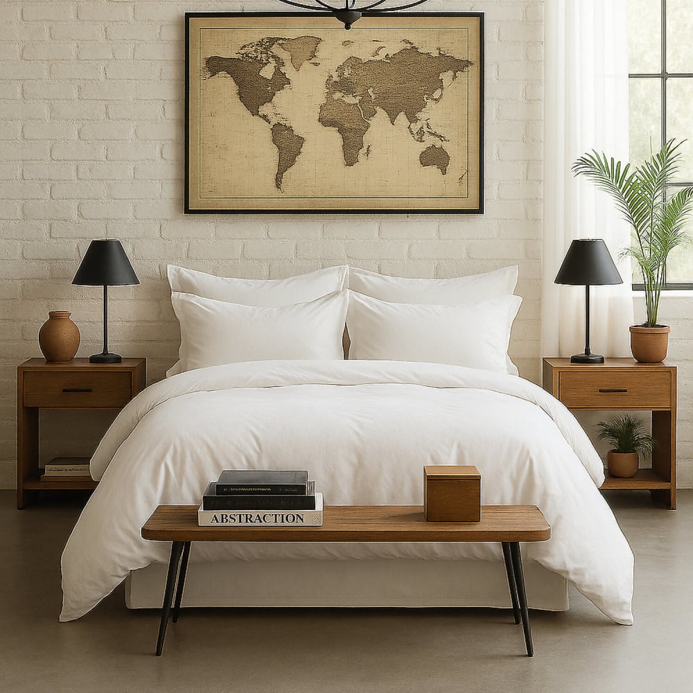 Housse de couette percale coton blanc nuage 240x220 cm