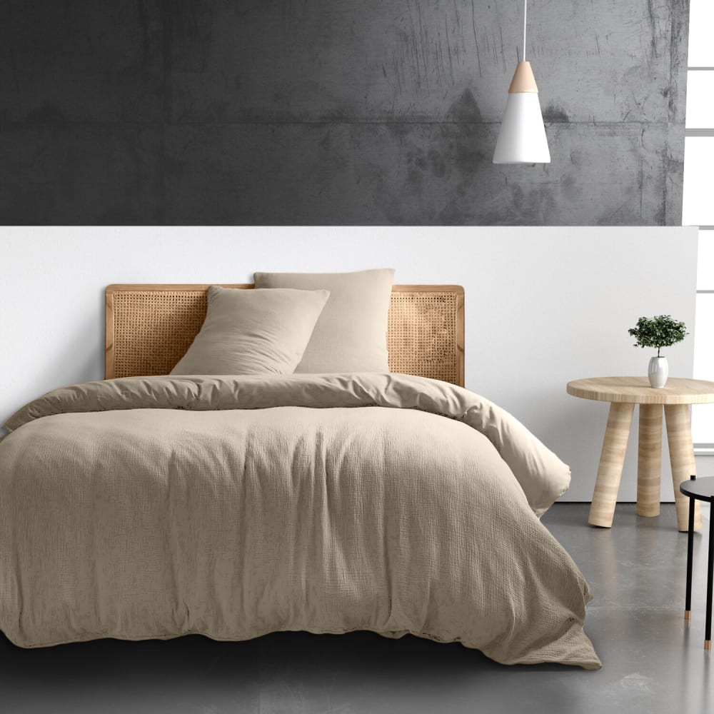 Housse de couette gaze de coton ecru naturel 260x240 cm