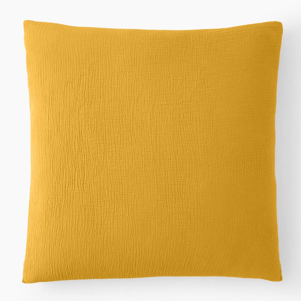 Taie d'oreiller gaze de coton safran mineral 65x65 cm