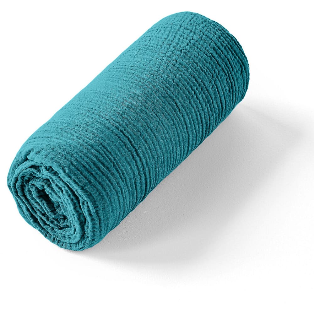 Drap housse gaze de coton bleu enamel 180x200 cm — vue 4