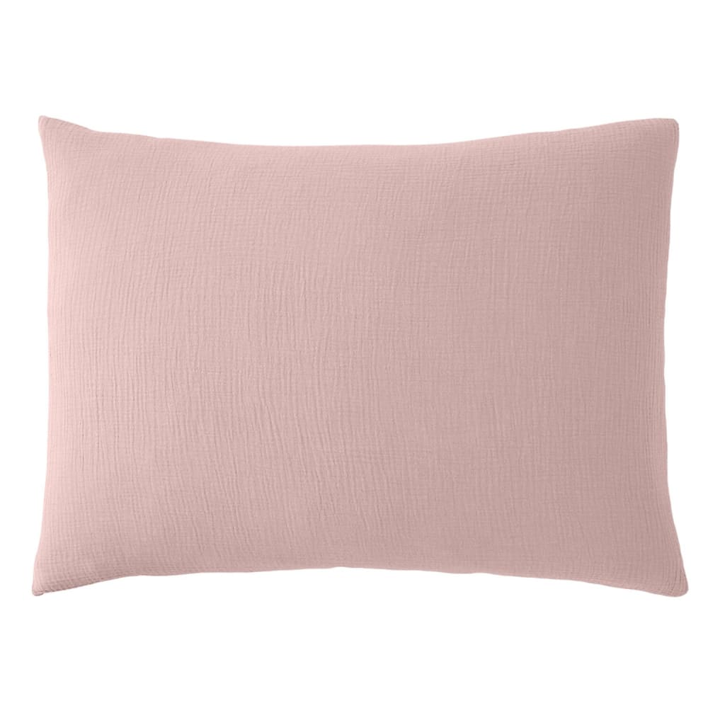 Taie d'oreiller gaze de coton rose lotus 50x70 cm