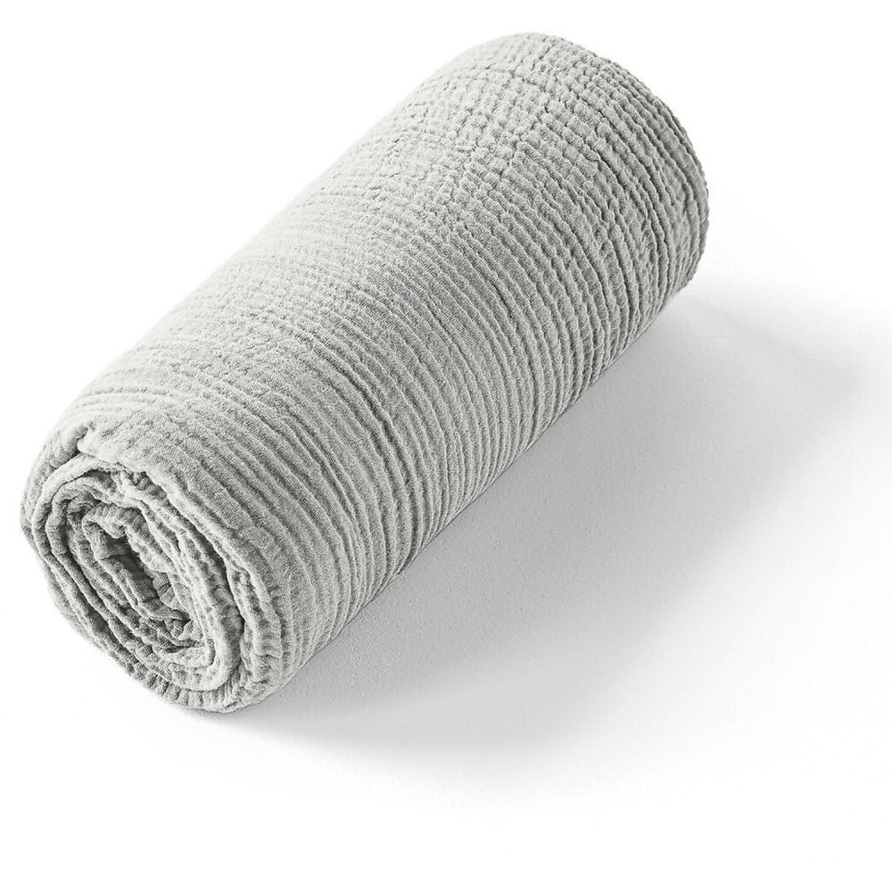 Drap housse gaze de coton gris glacier 180x200 cm — vue 4