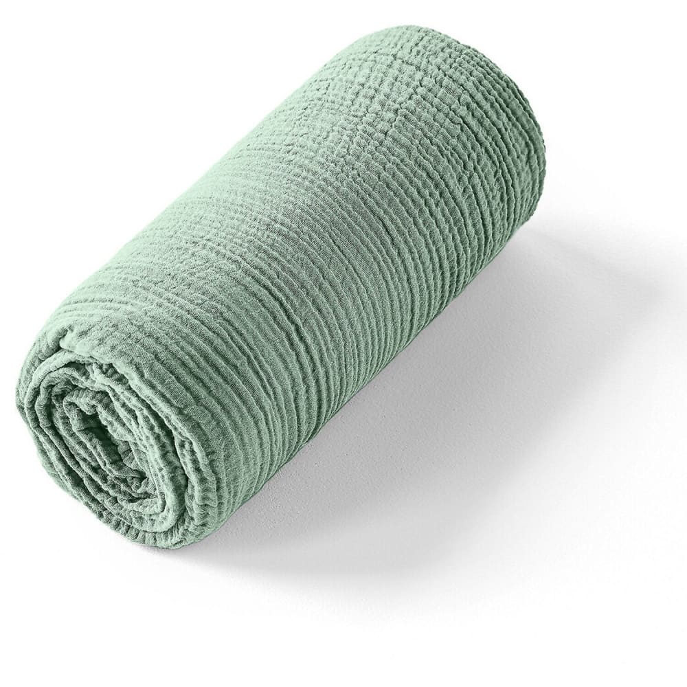 Drap housse gaze de coton vert givrée 180x200 cm — vue 4