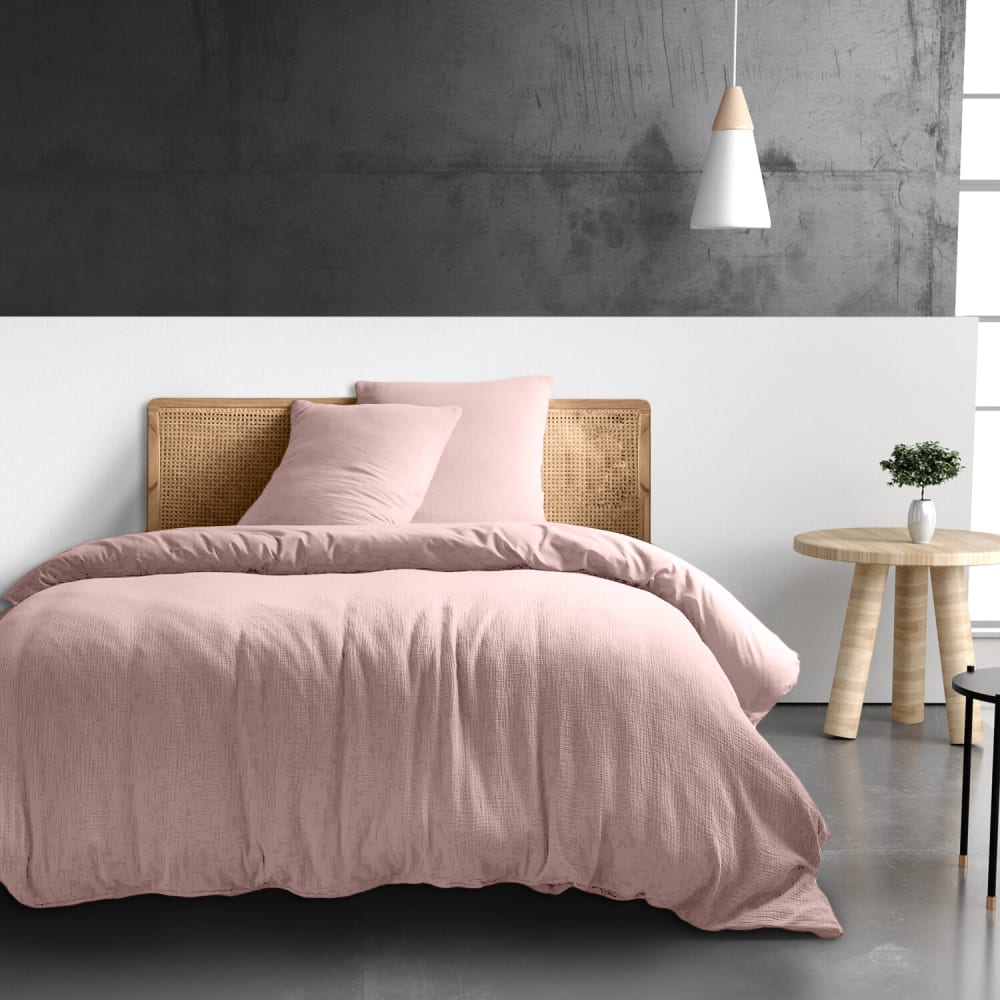 Drap housse gaze de coton rose lotus 180x200 cm — vue 4