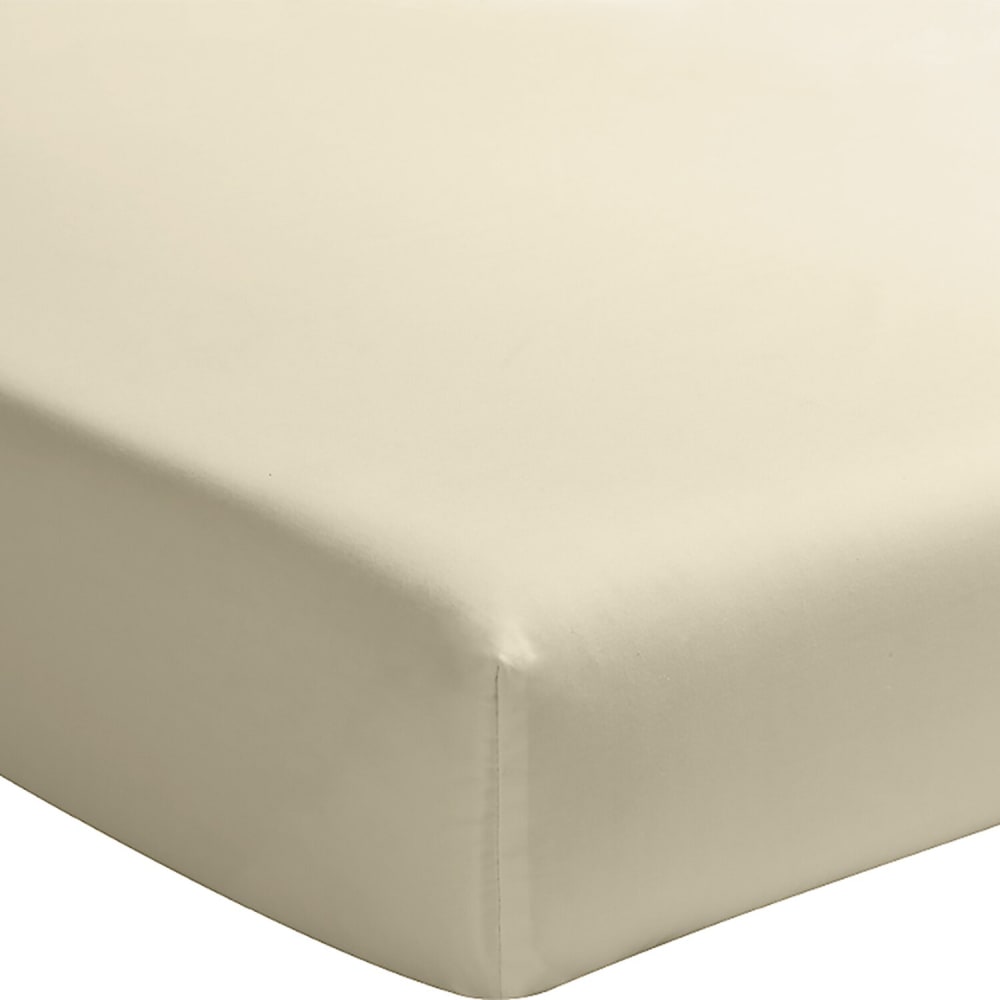 Drap housse percale de coton ecru naturel 140x190 cm