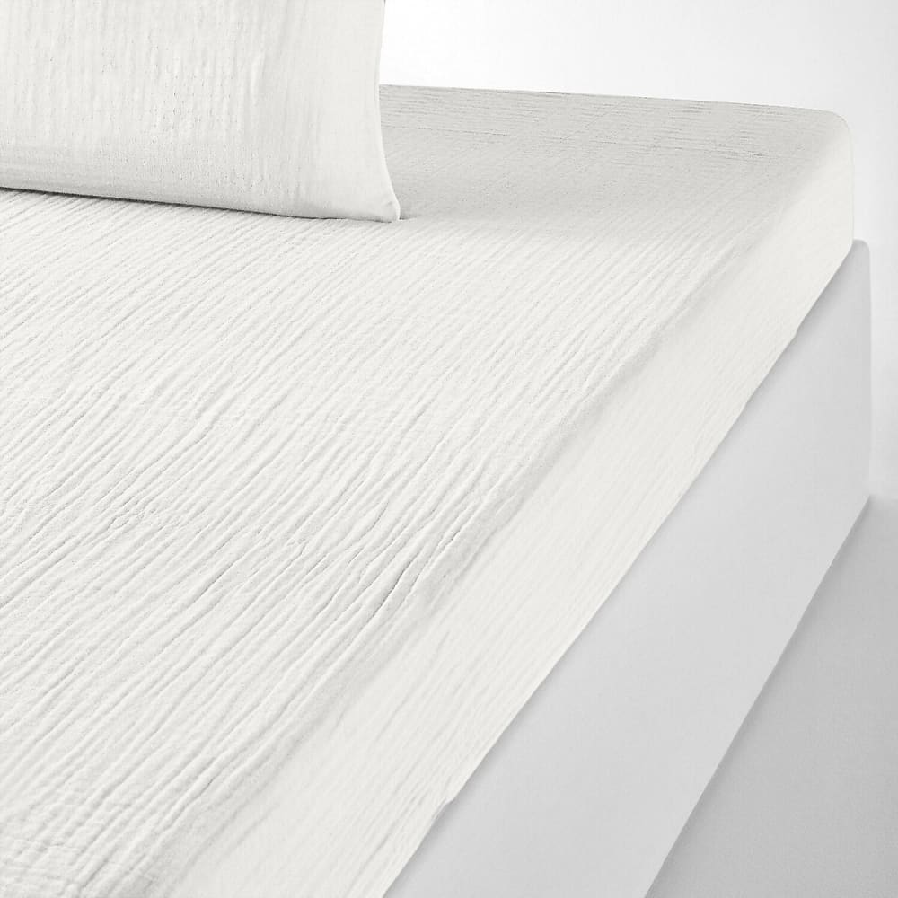 Drap housse gaze de coton blanc pur 140x190 cm — vue 3