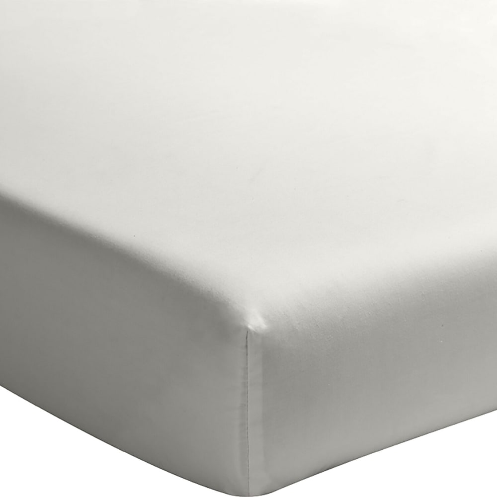Drap housse percale de coton gris perle 140x190 cm