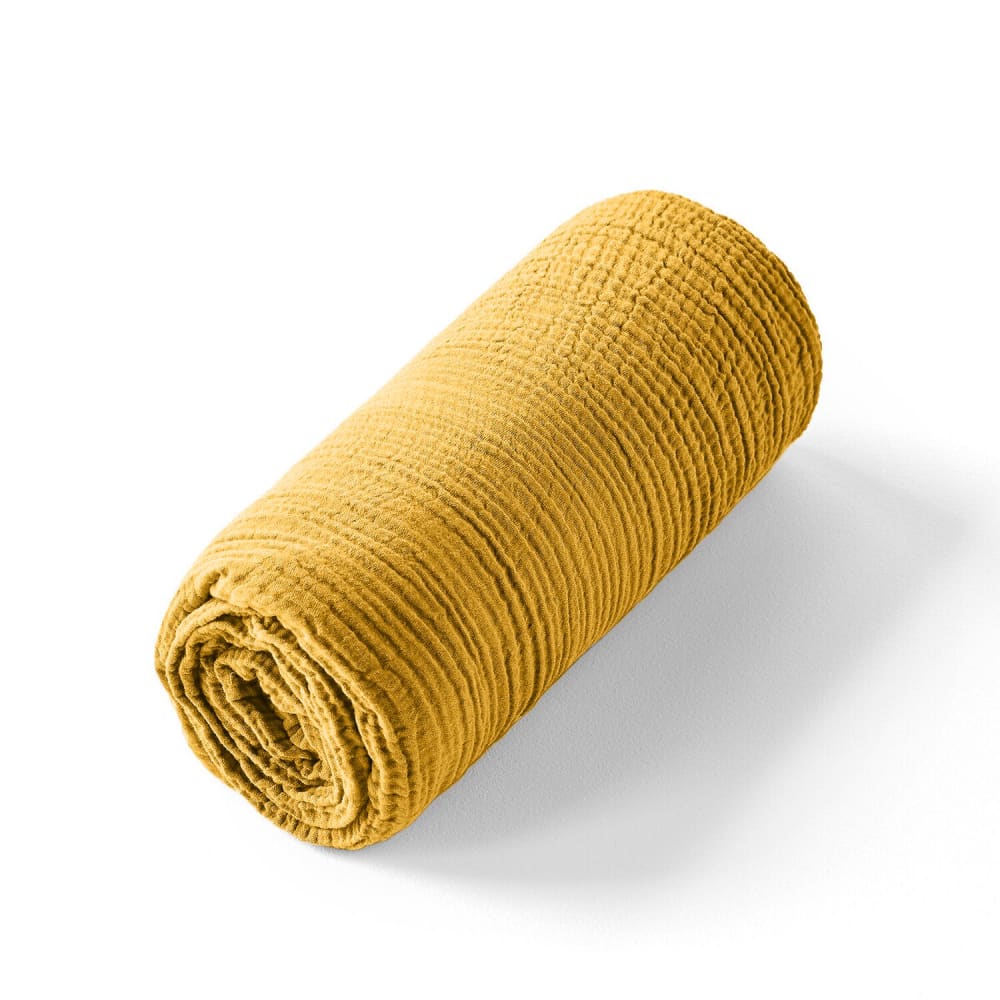 Drap housse gaze de coton safran mineral 160x200 cm — vue 4