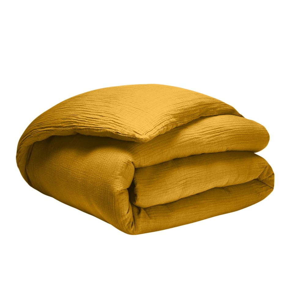 Housse de couette 220x240 cm Gaze de Coton Safran Mineral — vue 3