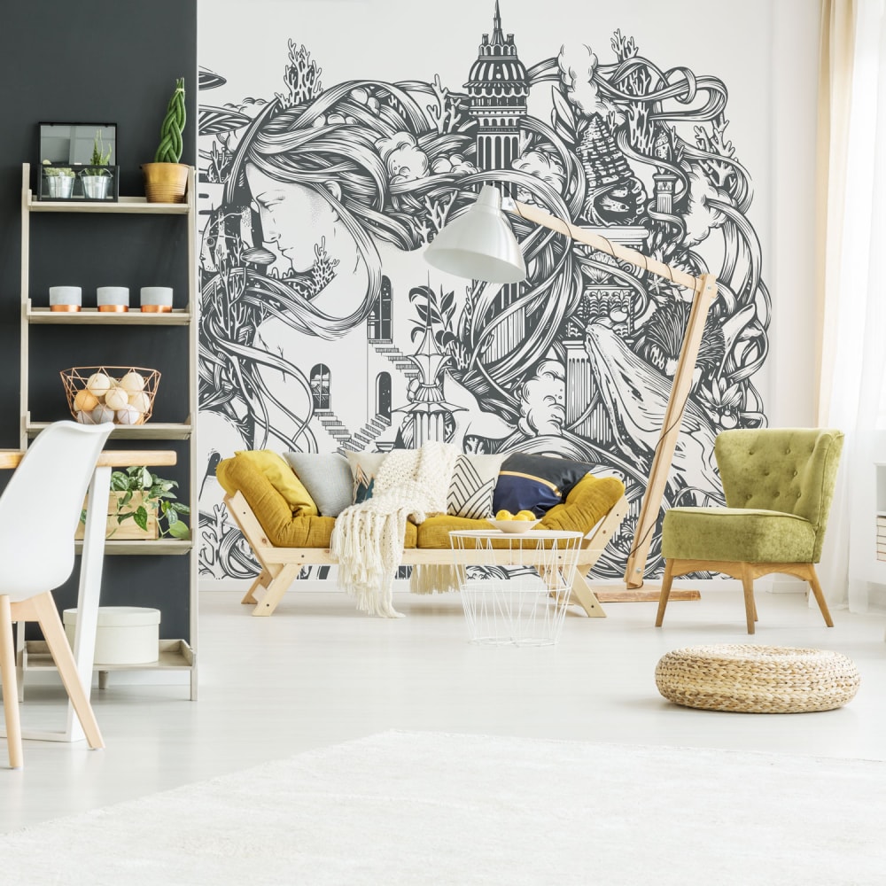 Papier peint  atlante, - gris