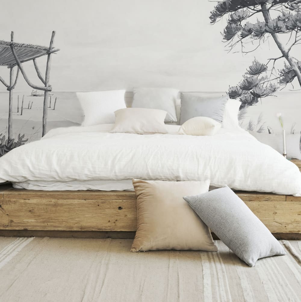 Papier peint  la cabane - gris