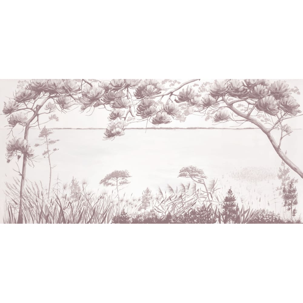 Papier peint sur les bords du lac, rose 300 x 250cm — vue 3