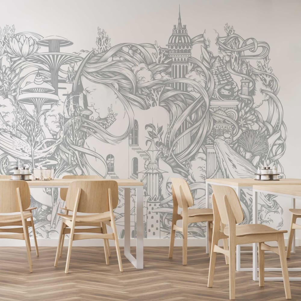 Papier peint  atlante, - gris