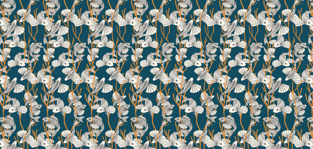 Papier peint panoramique Acapulco, Bleu 450 x 250cm