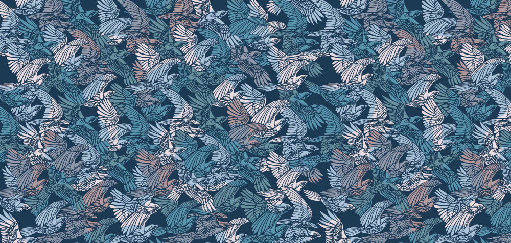 Papier peint cuzco, bleu 450 x 250cm — vue 3