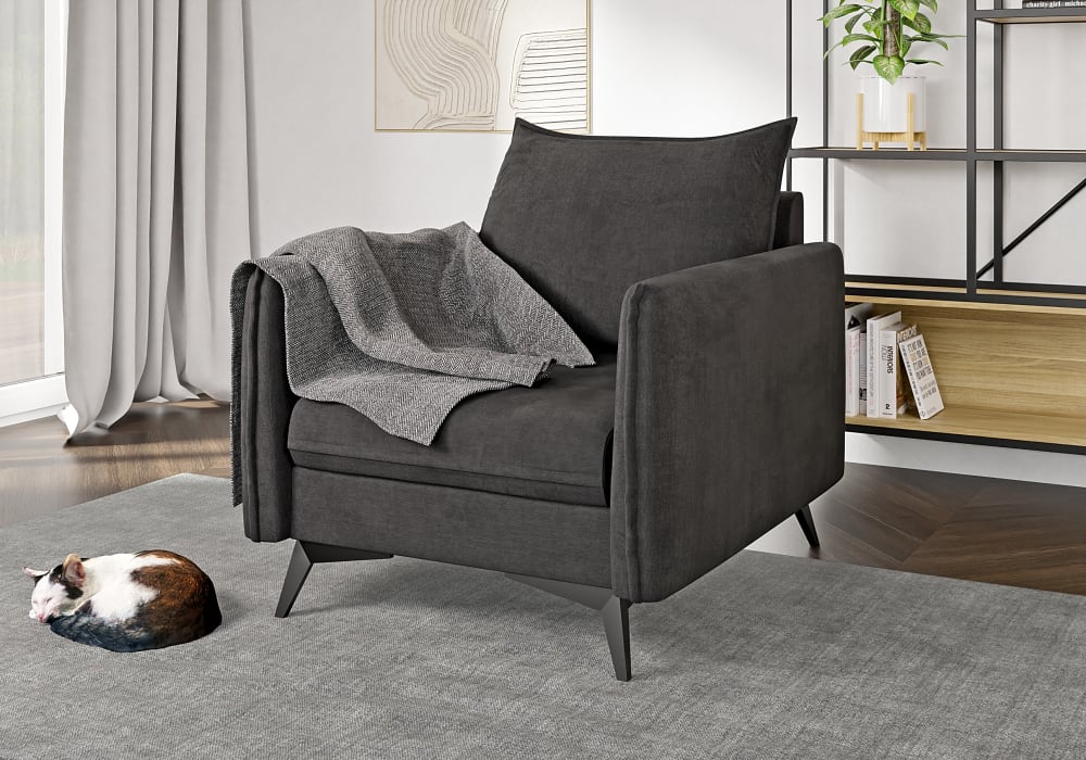 Fauteuil en microfibre graphite 74x91x86 cm