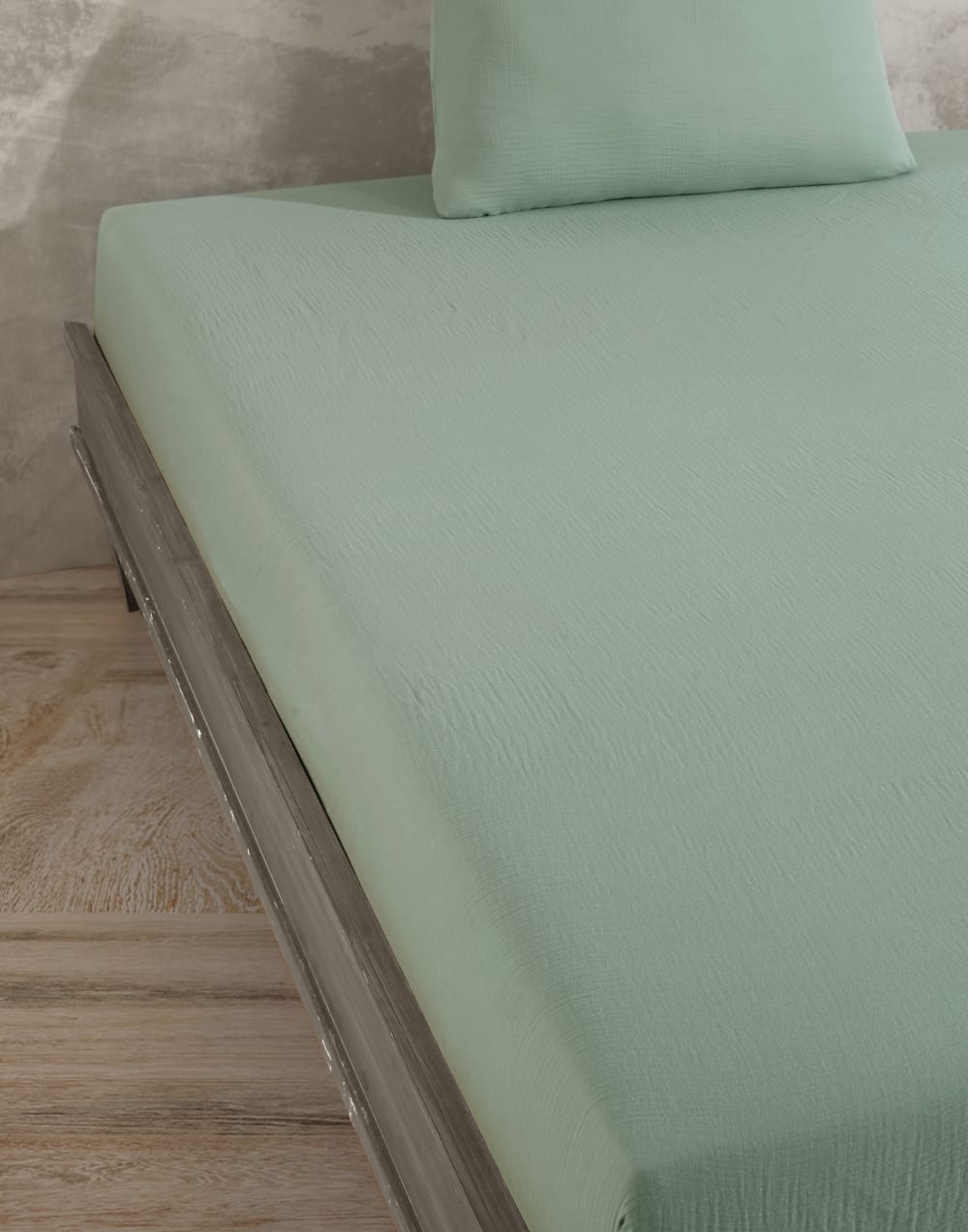 Blanc Avenue Spannbettlaken 140x190 cm Baumwollgaze style classic chic Grün Öko-Tex Zertifikat Baumwolle