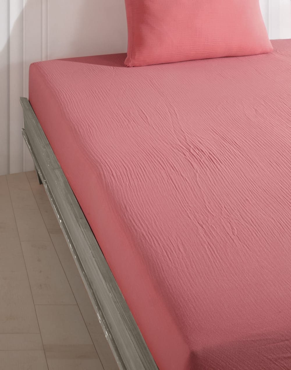 Drap housse 140x190 cm gaze de coton pêche