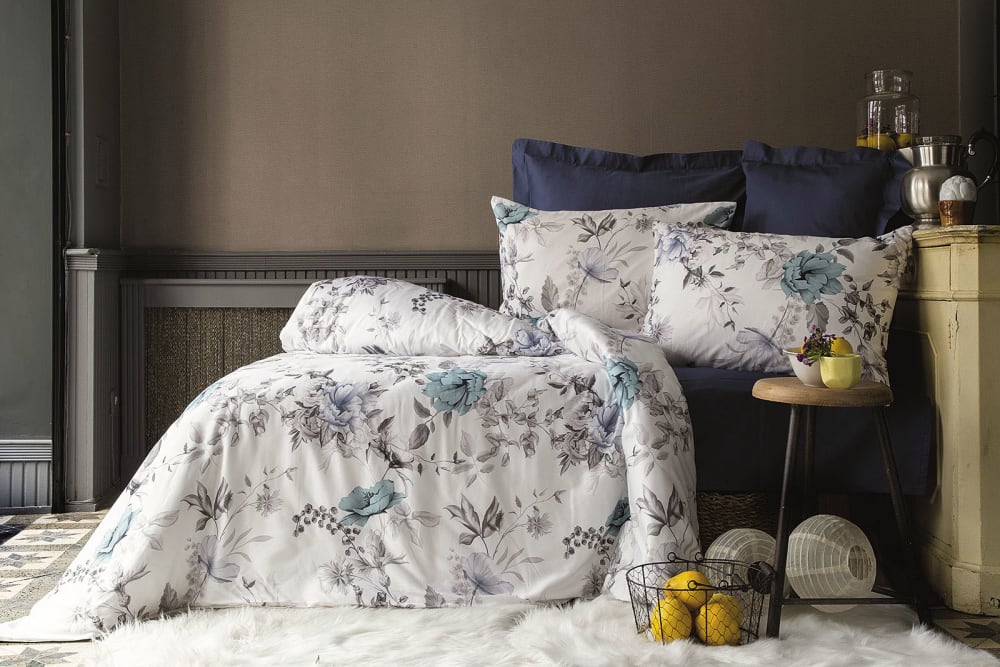 Parure de lit 2 personnes 240x220 cm satin de coton imprimé