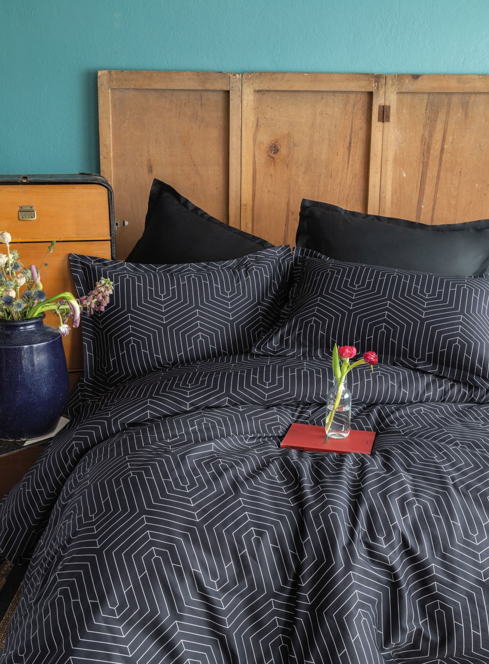 Parure de lit  2 personnes  240x220 cm satin de coton imprimé