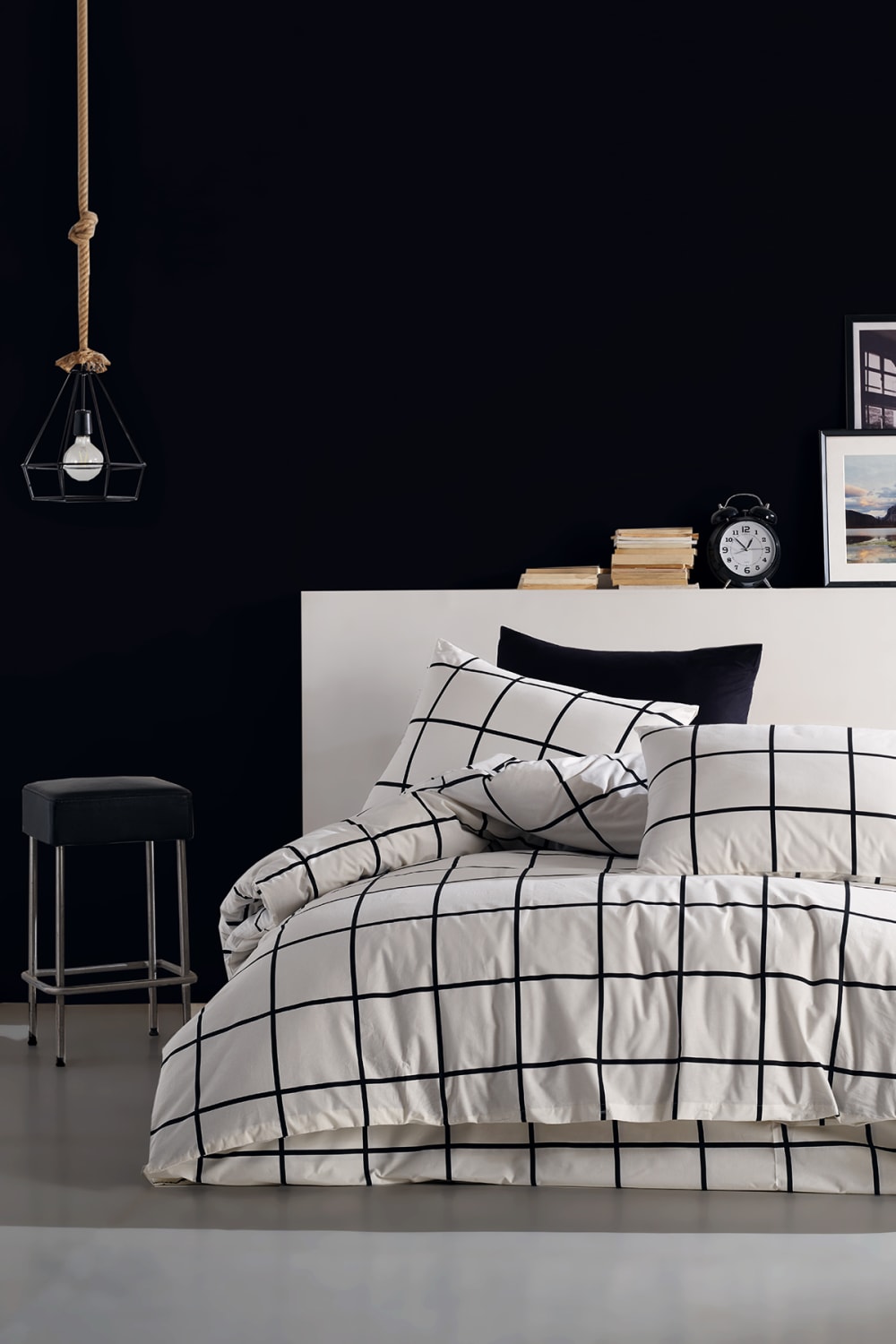 Blanc Avenue Bettwäschegarnitur 1 Bettbezug 240x220 cm+2 Kopfkissenbez 65x65 cm style classic chic Schwarz Öko-Tex Zertifikat Baumwolle