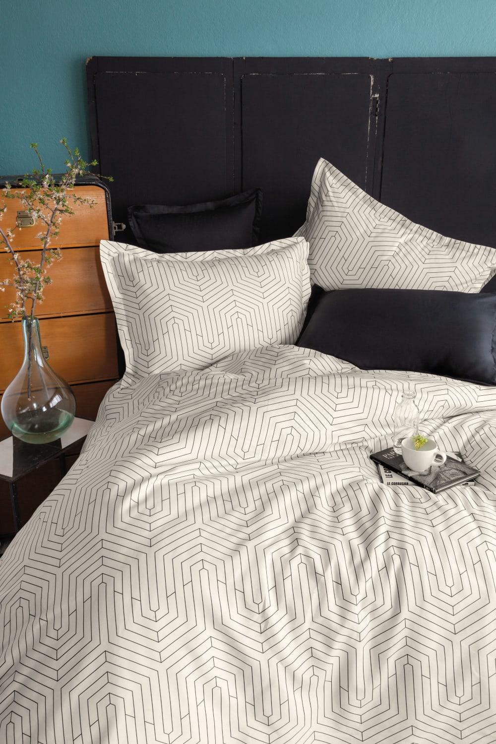 Parure de lit  2 personnes  240x220 cm satin de coton imprimé