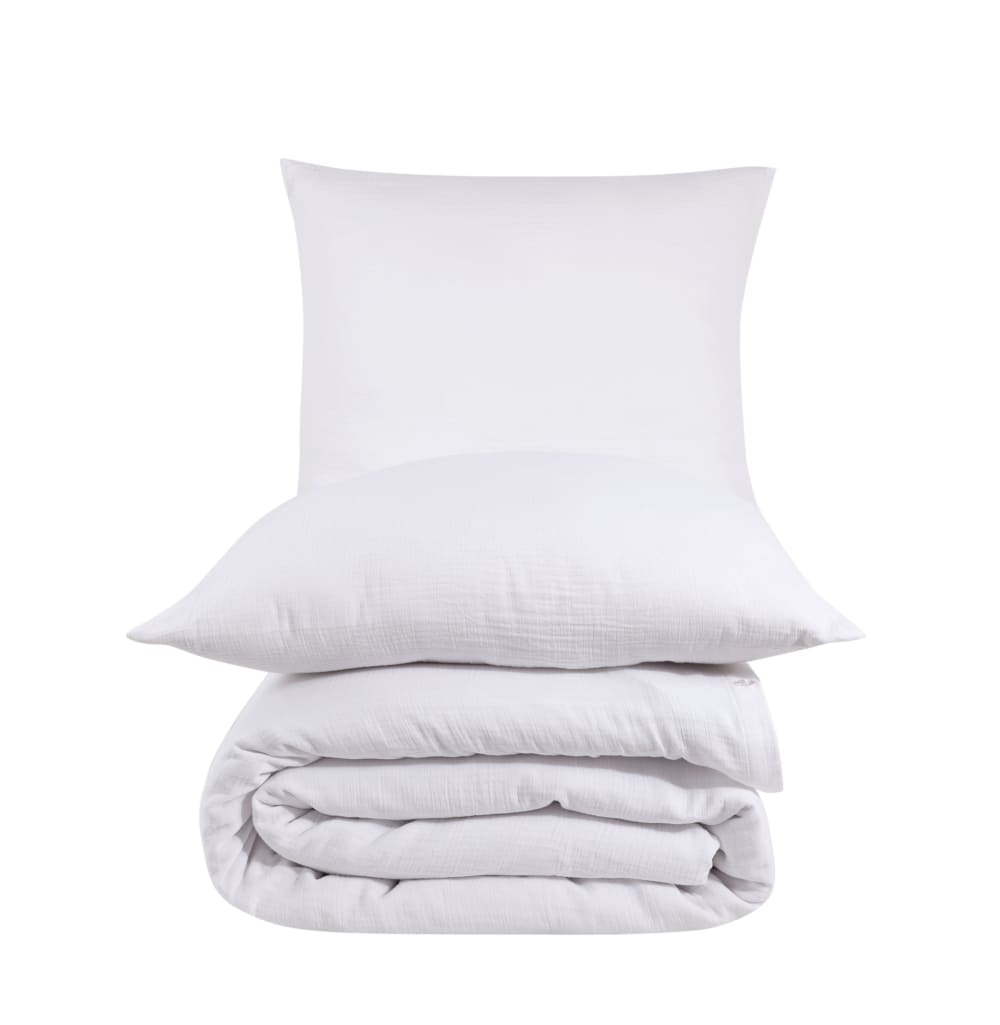 Parure de lit 2 personnes 240x220 cm gaze de coton blanc — vue 3