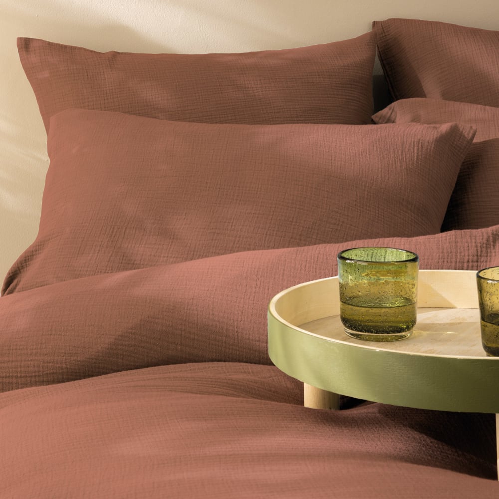 Housse de couette unie en coton terre cuite 260x240cm — vue 4